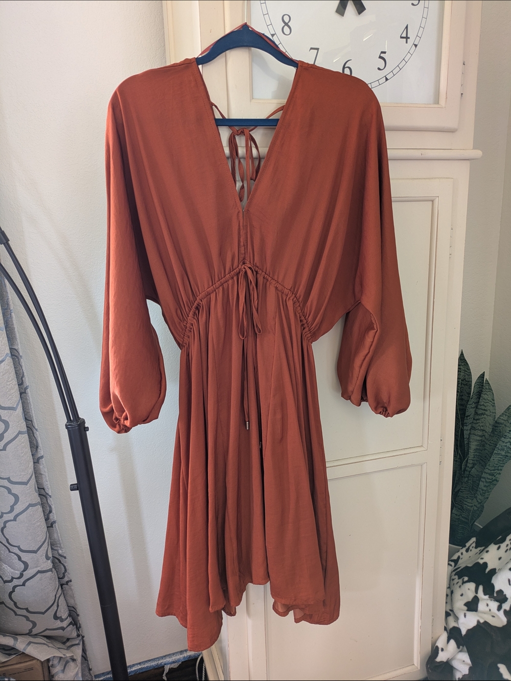 Satin Rusty Orange Cocktail Dress